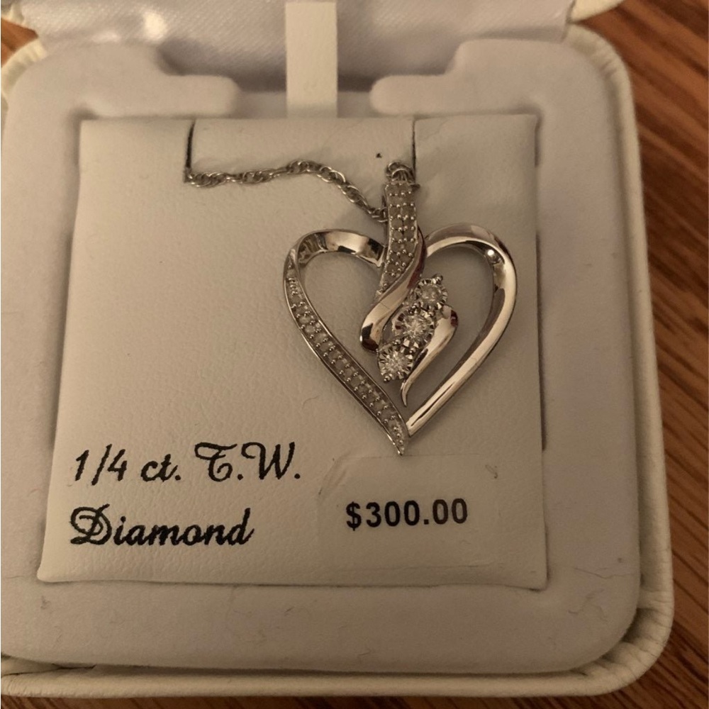 Kohl's Silver Heart Pendant Necklace with Diamonds